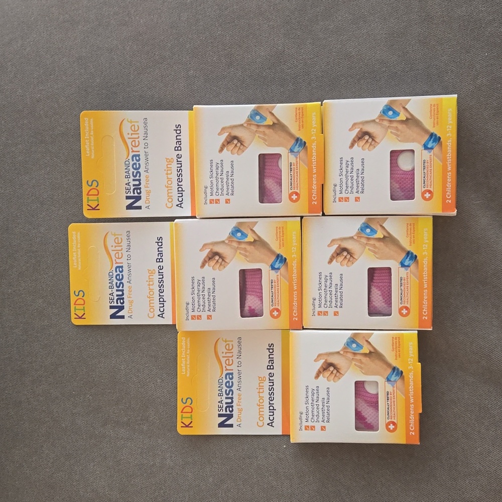 BNIB 5 Pack Sea-Band Kids Nausea Relief Wristbands Pink Camo